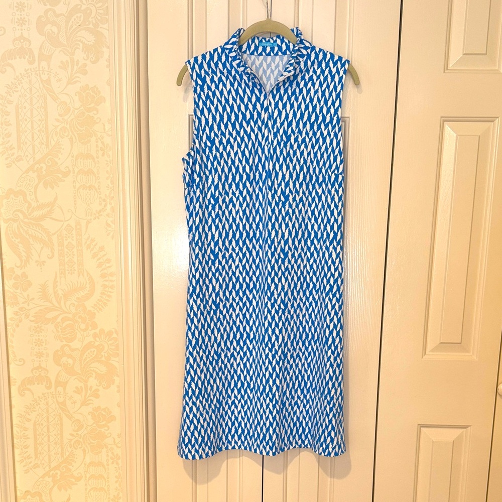 J. McLaughlin Blue and White Patterned dress